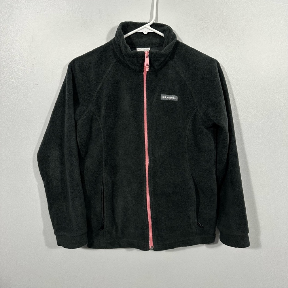 Columbia Black Fleece Jacket with Pink Accents Youth Large